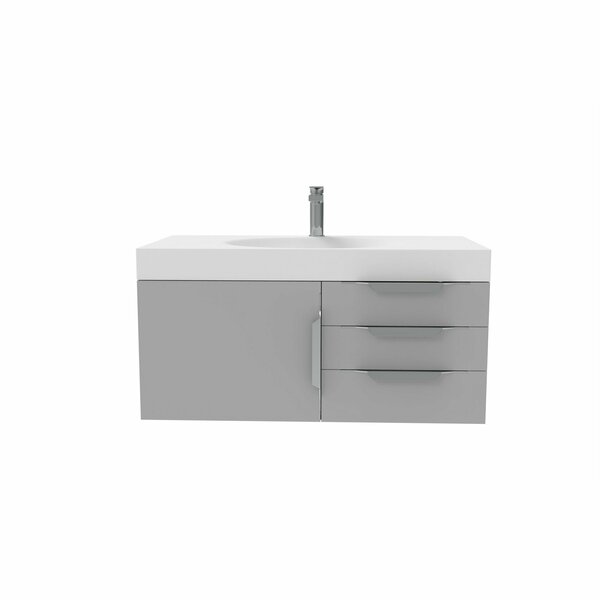 Castello Usa Thames 36-inch Gray Vanity Set with White Top and Chrome Handles CB-MC-36G-CHR-20146-WH